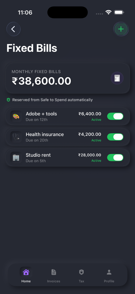 Saflo fixed bills