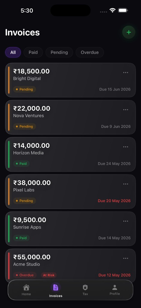 Saflo invoices screen